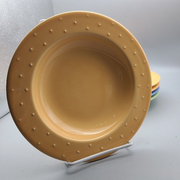 Waechtersbach Set (3) Embossed Dots Soup Salad Pasta Plates 8.75” Orange - Picture 3 of 5